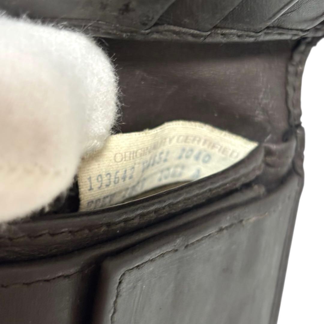 ボッテガヴェネタ　折り財布　レザー　ダークブラウン　イントレチャート　フラップ