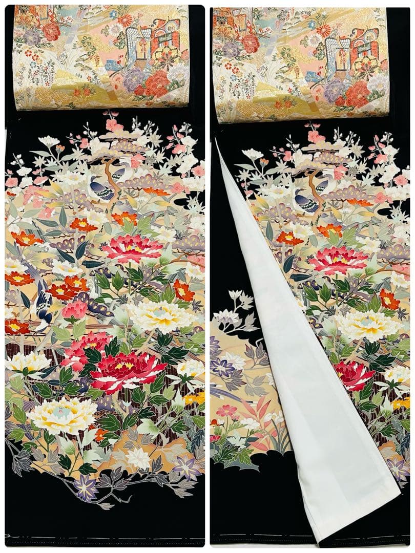 最高級本加賀友禅手書き技術者西川健一作品 本金箔高級袋帯23点完全フルセット