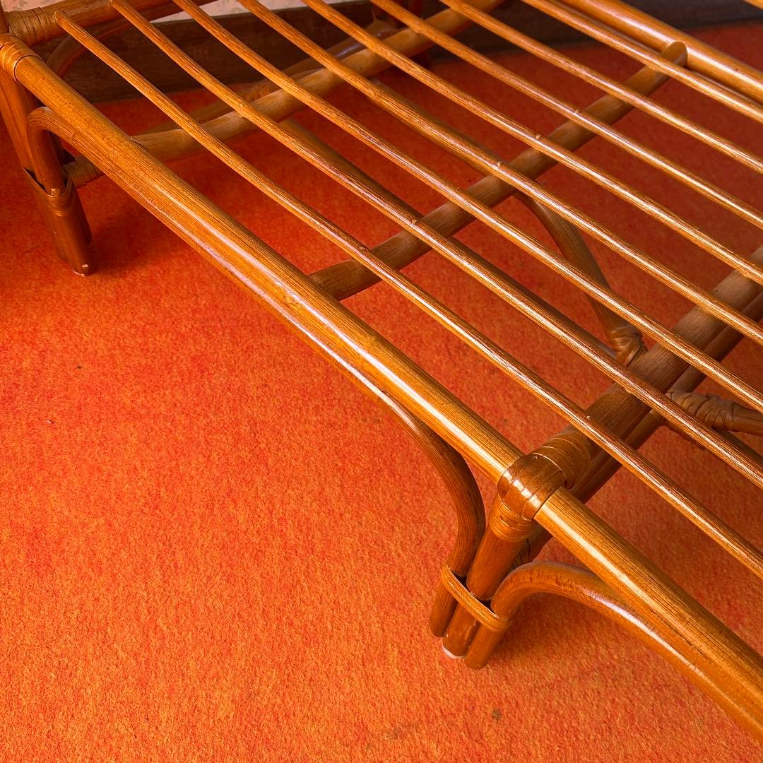 【最終値下げ】美品・送料込み ラタン の ベンチ 籐