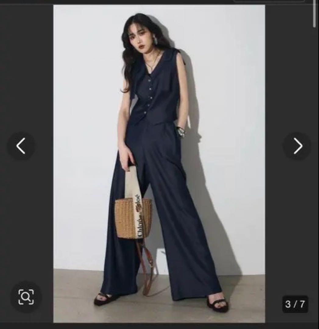 【ANDREA & Co.】ショルダーリボンベスト&デニムパンツセットアップ