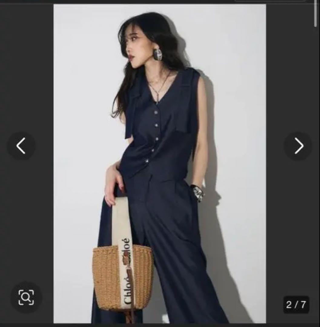 【ANDREA & Co.】ショルダーリボンベスト&デニムパンツセットアップ