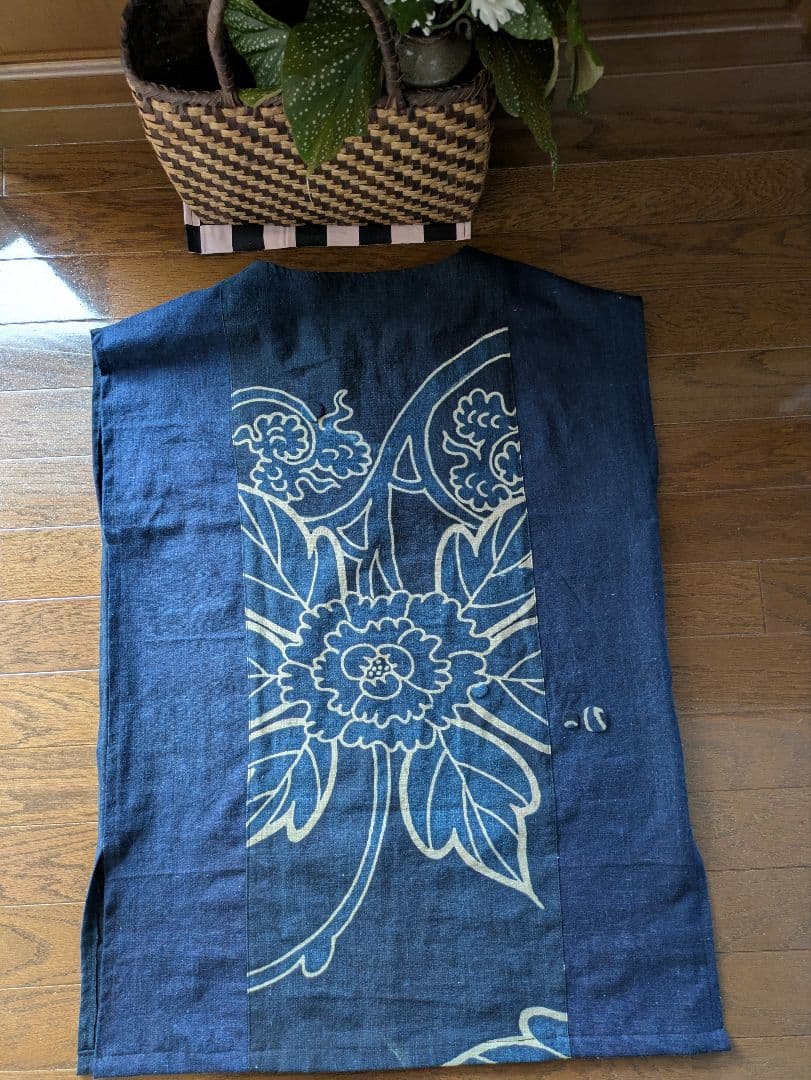 古布藍染筒描リメイク