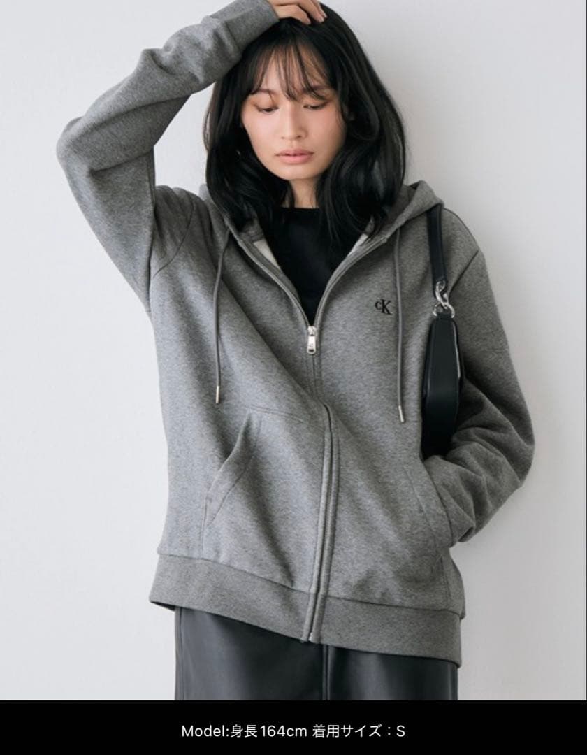 【新品】  カルバンクライン フリースジップパーカーグレー