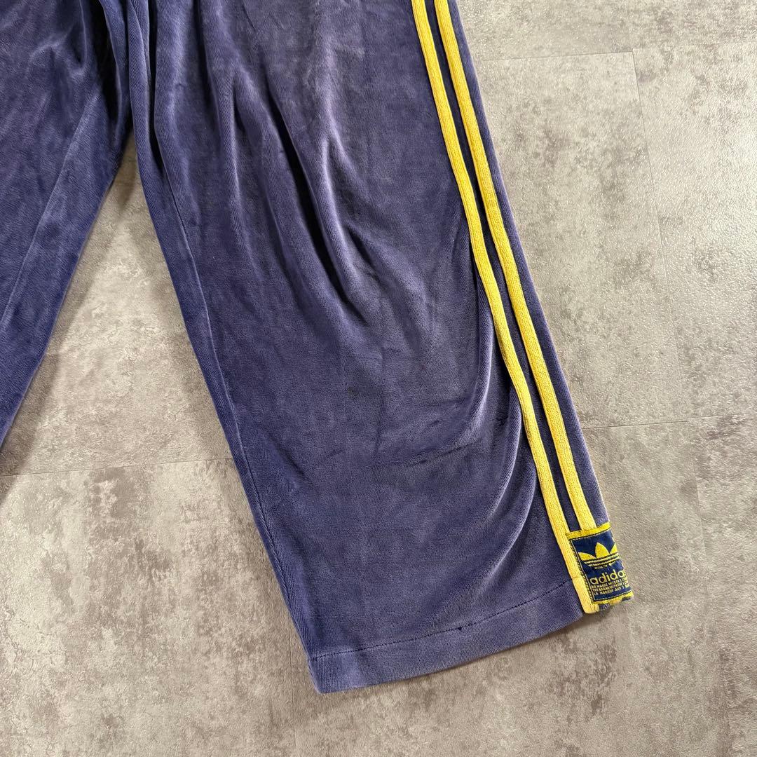 希少 美品 アディダス トラックパンツ　ベロア 紺黄 常田大希　90s M