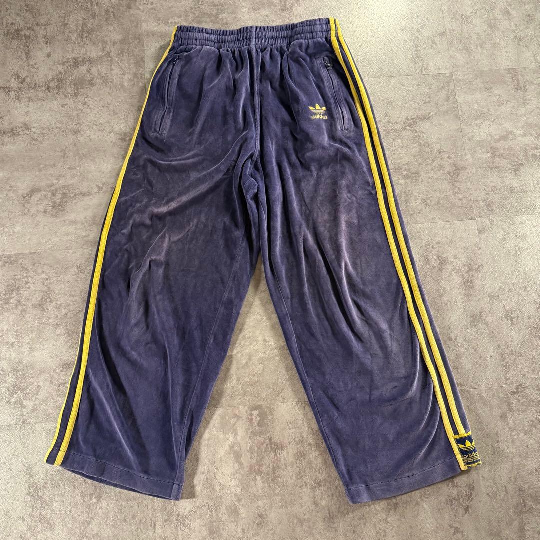 希少 美品 アディダス トラックパンツ　ベロア 紺黄 常田大希　90s M