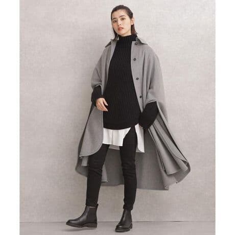 新品 タグ付き ナノユニバース ロングケープコート 38 Mサイズ グレー