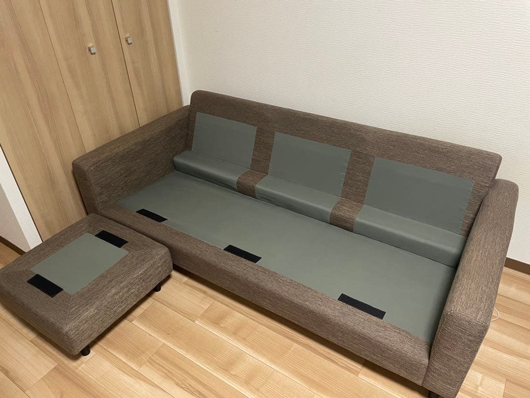 ニトリ カウチソファ 3人掛け ブラウン ファブリック