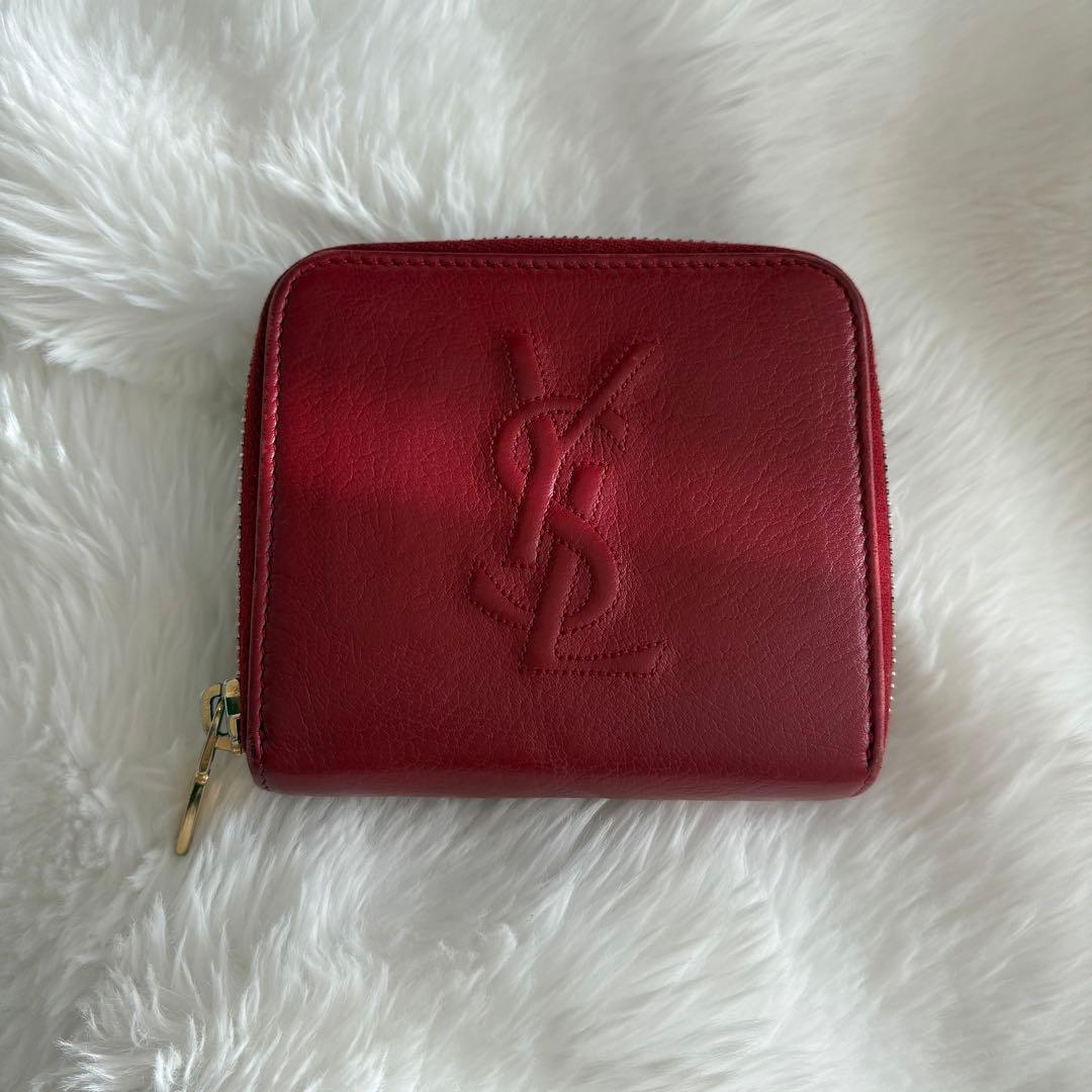 YSL イブサンローラン 赤 レザー 2つ折り財布