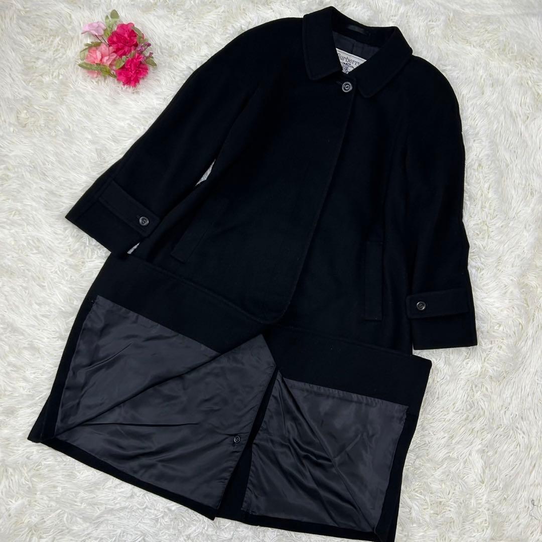 【極美品/M】バーバリー チェスターコート アウター カシミヤ Aライン 黒