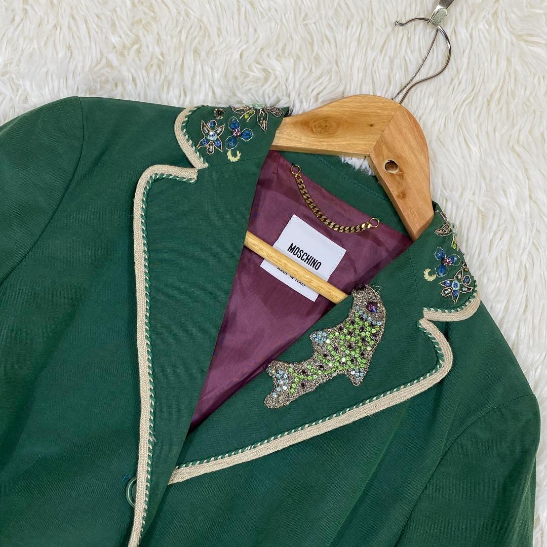 『MOSCHINO』モスキーノ (38) ビジュー テーラードジャケット