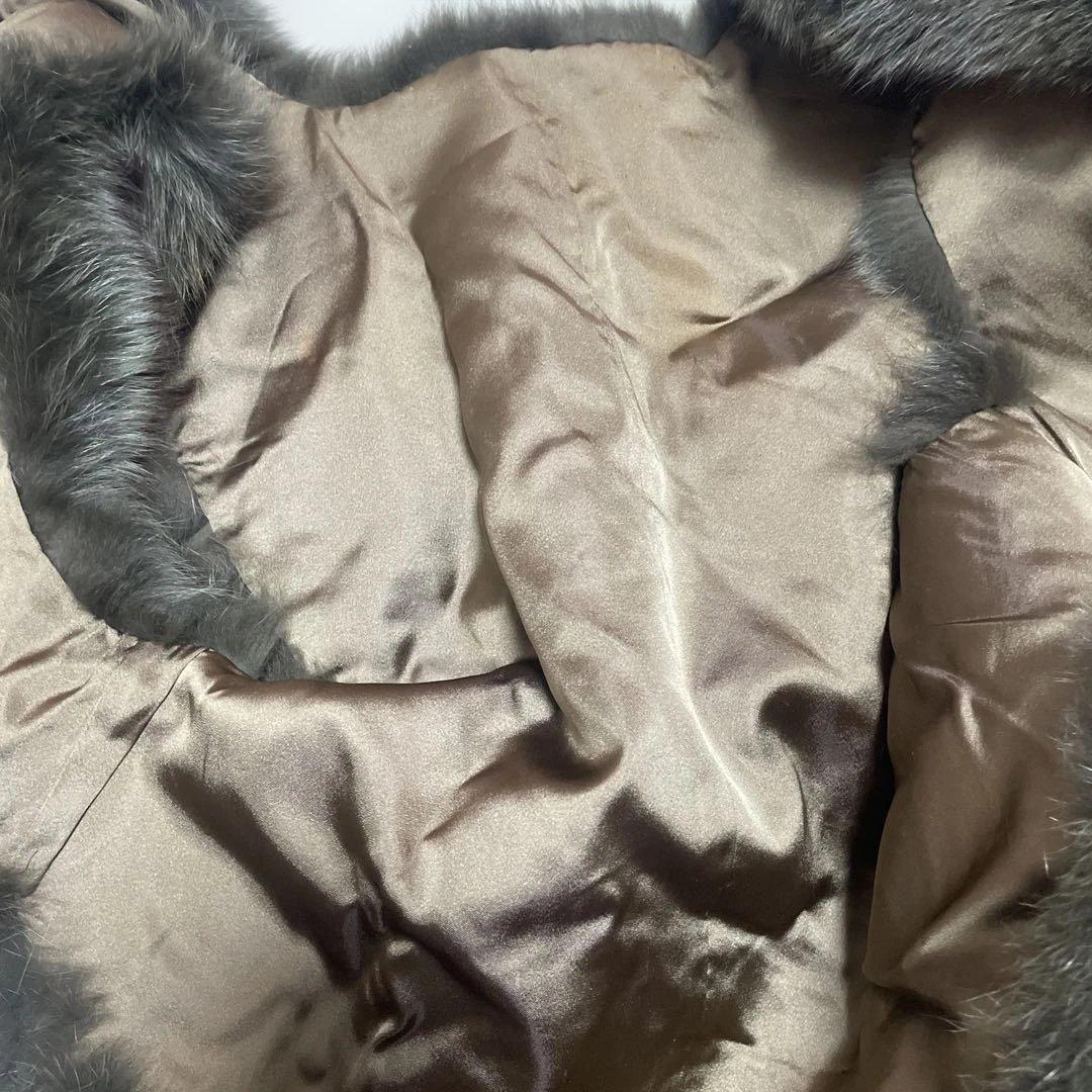 オリーブグリーン フォックスファーショートジャケット　ジレ　ベスト