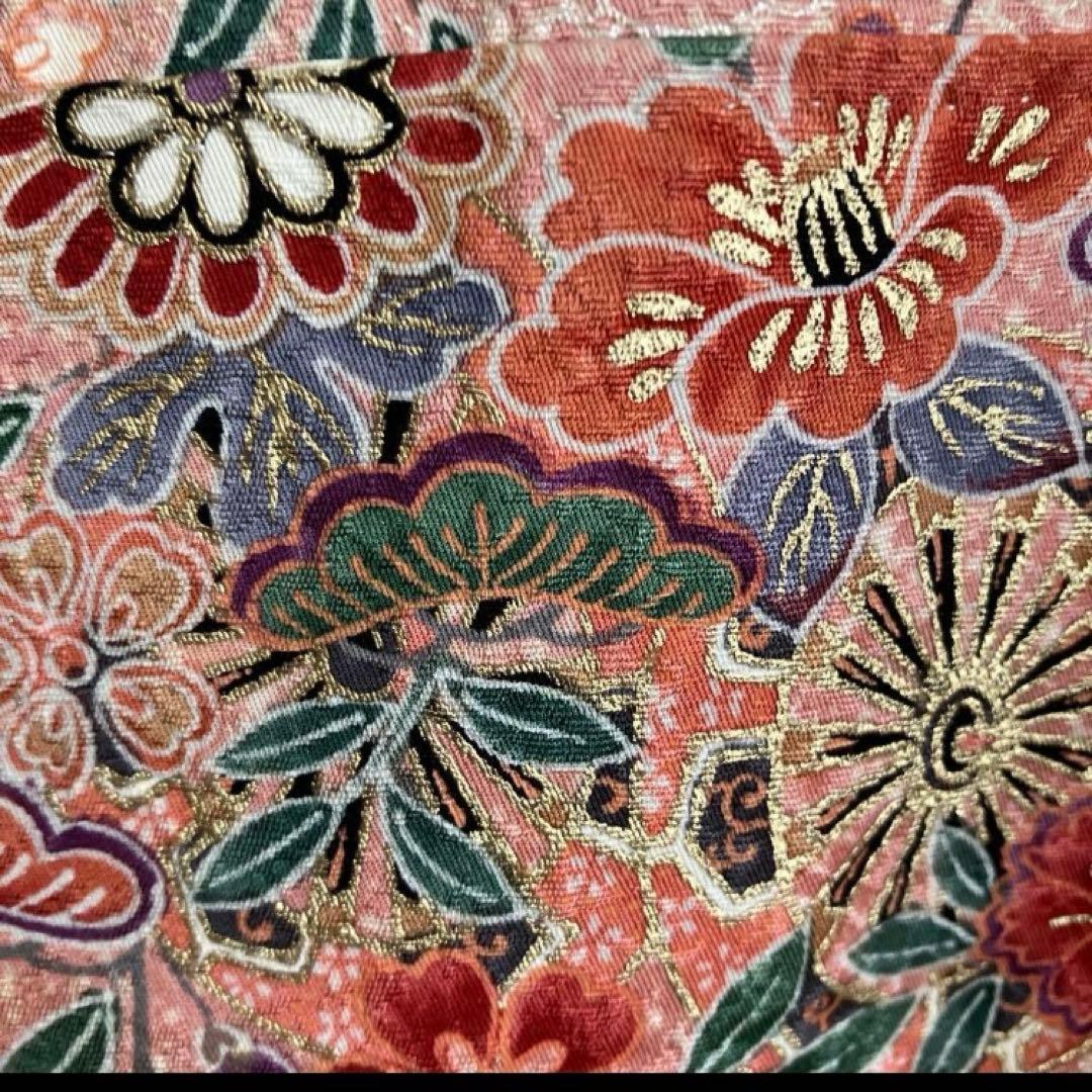 未使用　袷　 着物　小紋 正絹 手縫 しつけ糸付 金彩模様凹凸縮れ高級生地