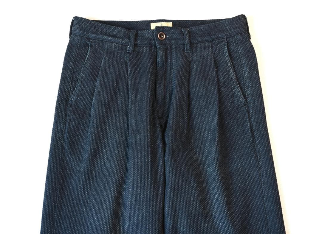 JAPAN BLUE JEANS 藍染刺し子2タックパンツ size30　日本製
