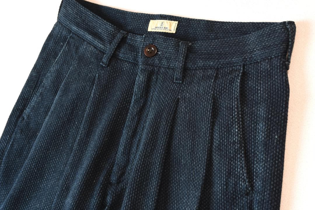 JAPAN BLUE JEANS 藍染刺し子2タックパンツ size30　日本製