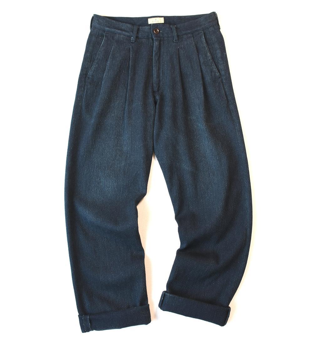 JAPAN BLUE JEANS 藍染刺し子2タックパンツ size30　日本製