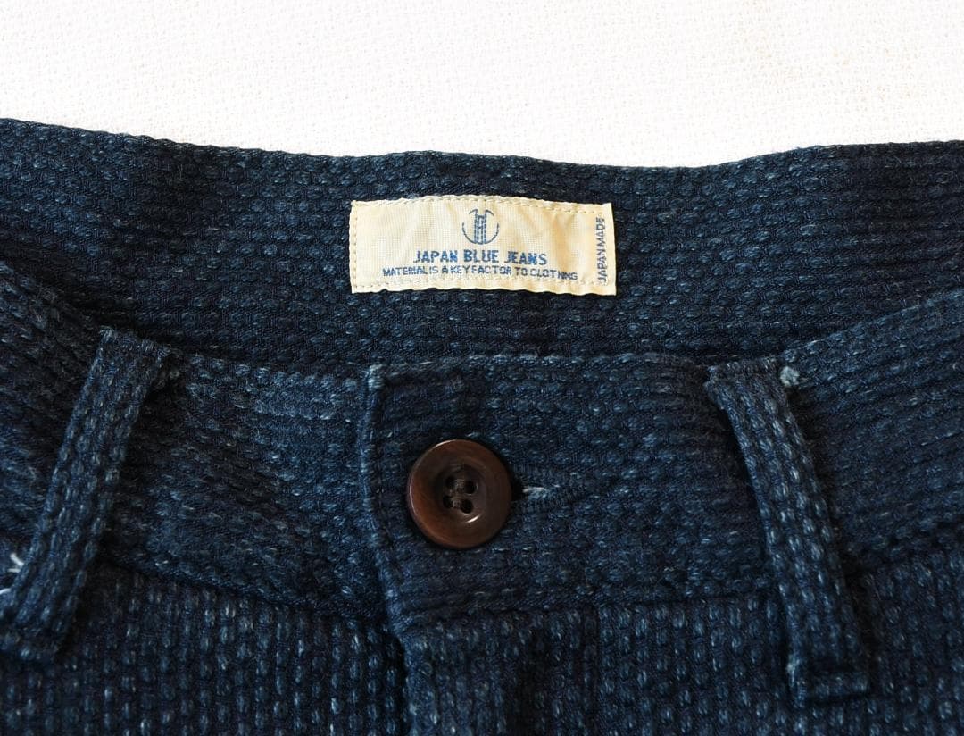 JAPAN BLUE JEANS 藍染刺し子2タックパンツ size30　日本製
