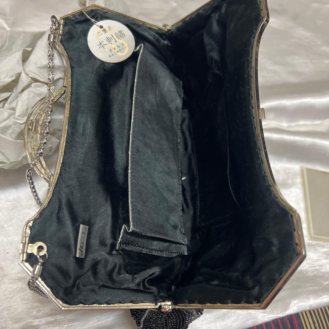 銀座白牡丹　総ビーズクラッチバッグ　和装