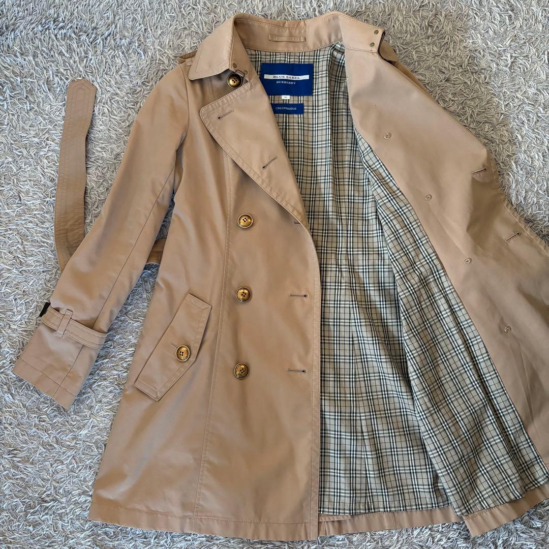 【サイズ36】BURBERRYバーバリー トレンチコート ノバチェック 金ボタン