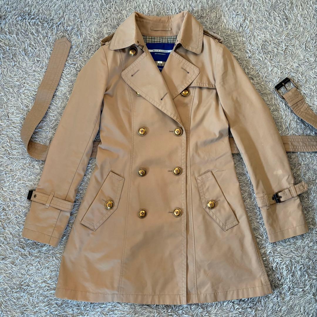 【サイズ36】BURBERRYバーバリー トレンチコート ノバチェック 金ボタン