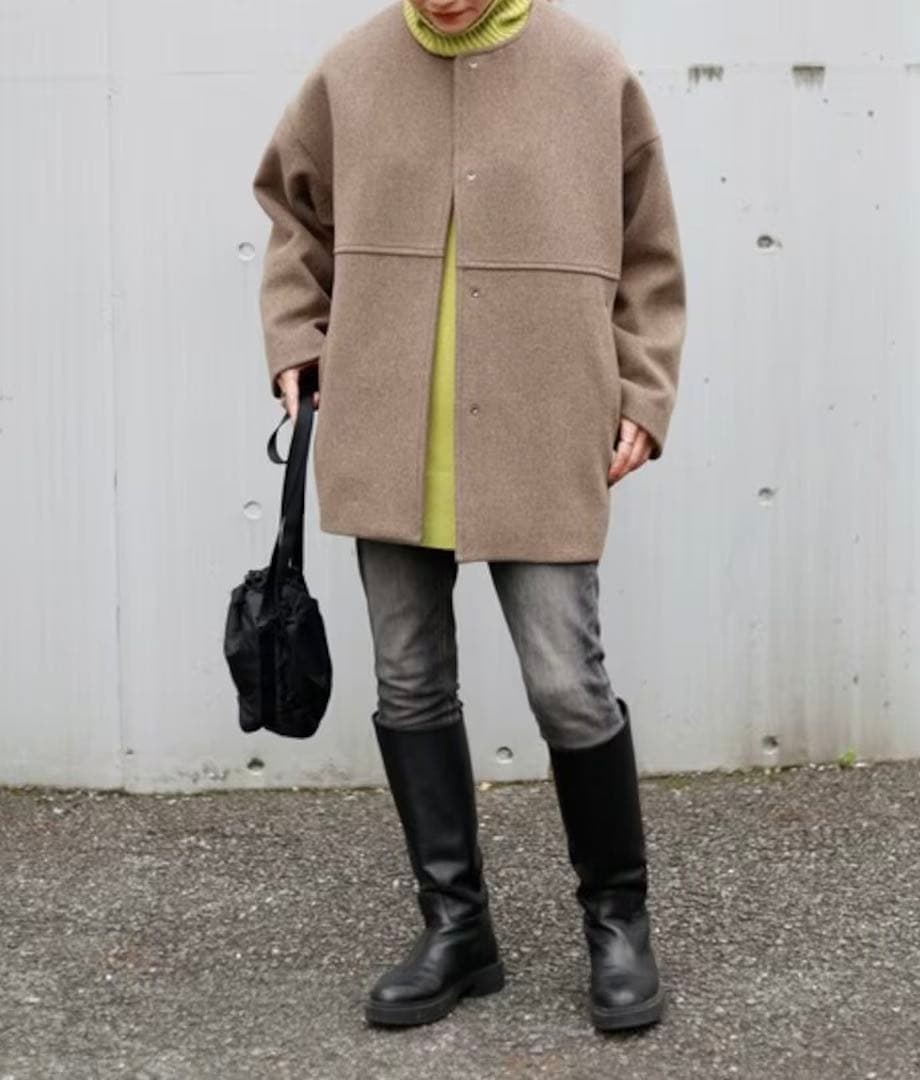 スーパー140ビーバーノーカラーショートコート