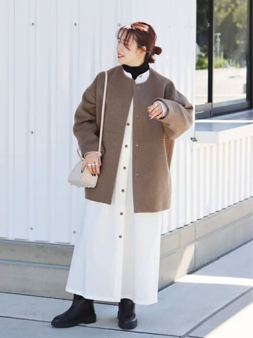 スーパー140ビーバーノーカラーショートコート