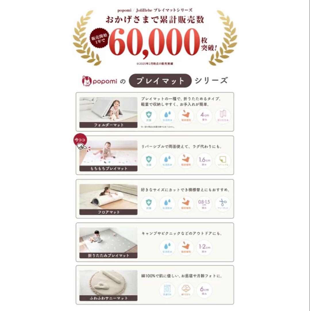 popomi 抗菌もちもちプレイマット 140x200cm