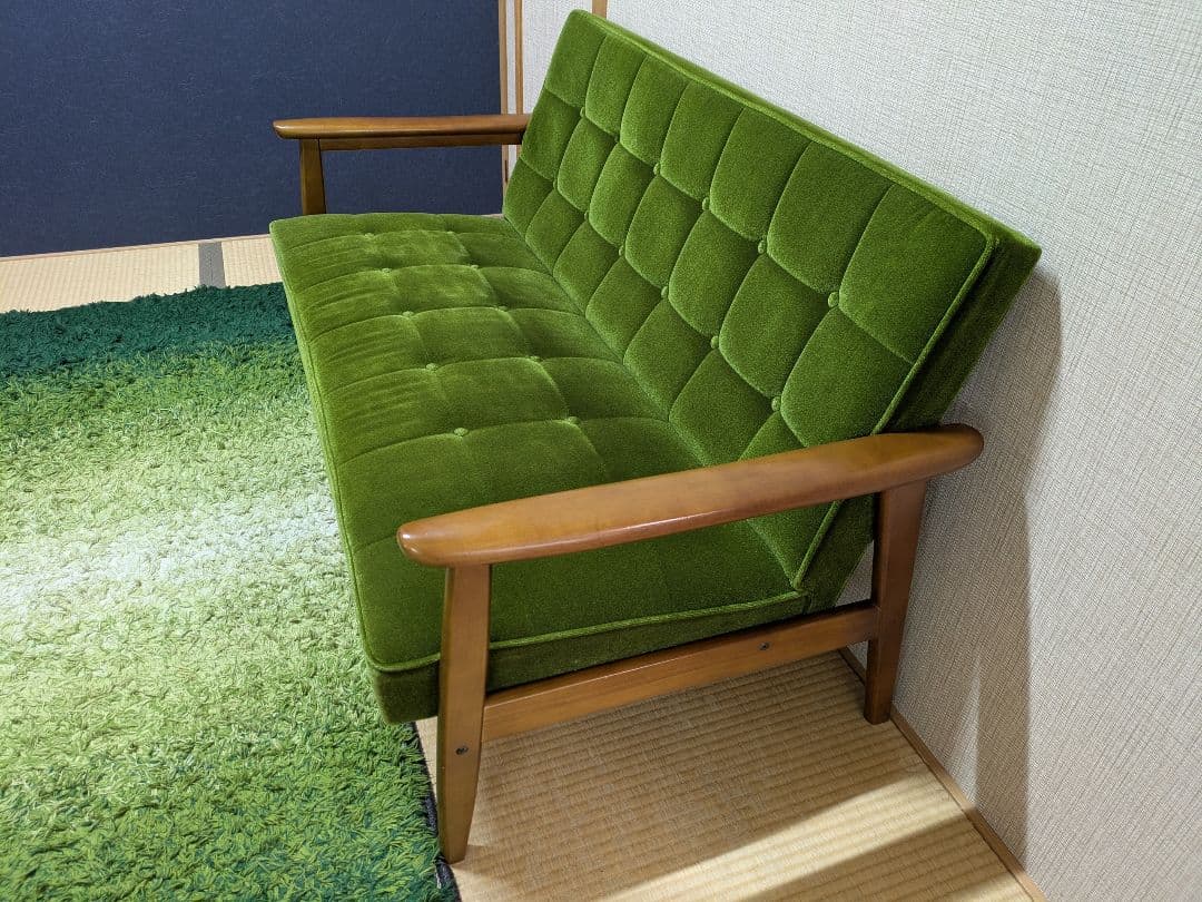 カリモク60 Kチェア モケットグリーン 2シーター (大阪引取りは更に値引き)