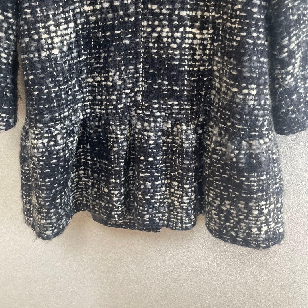 美品✨マックスマーラ 2WAY ツイード ファーコート ペプラム モヘア混　44