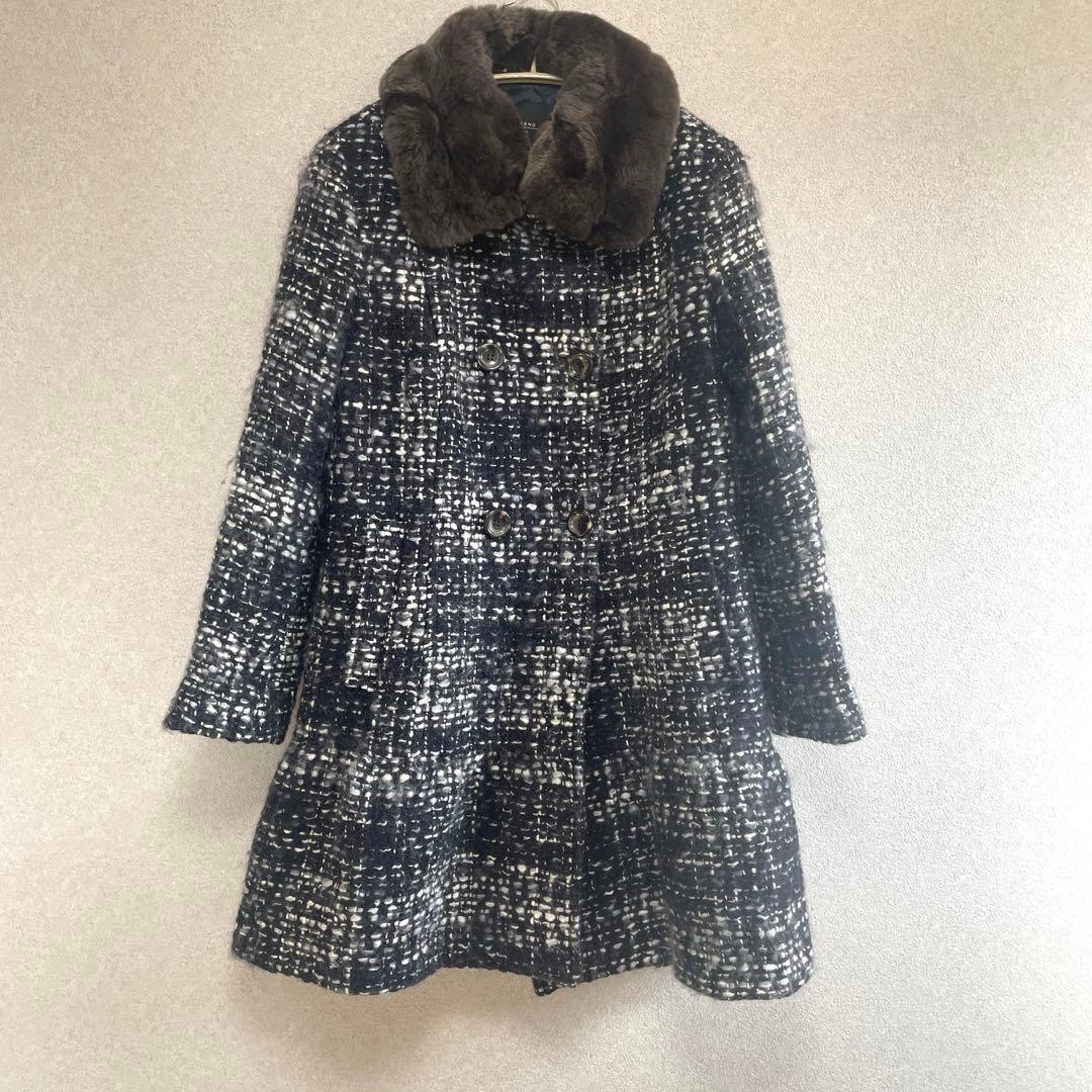 美品✨マックスマーラ 2WAY ツイード ファーコート ペプラム モヘア混　44