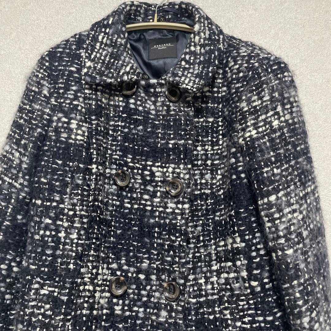 美品✨マックスマーラ 2WAY ツイード ファーコート ペプラム モヘア混　44