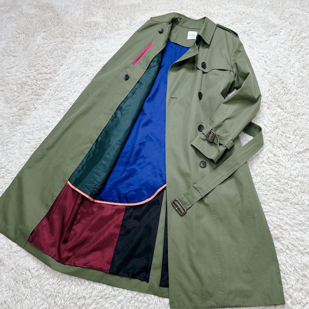 【極美品】ポールスミス 現行 トレンチコート ダブル マキシ丈 カーキ XL