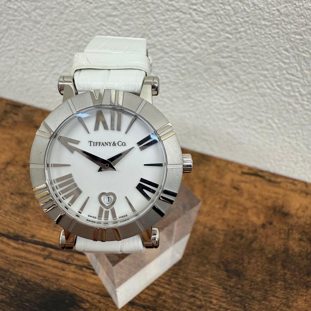 ヒ*ン様 【未使用】ティファニー アトラス 白文字盤 QZ/SS 白レザー ハー