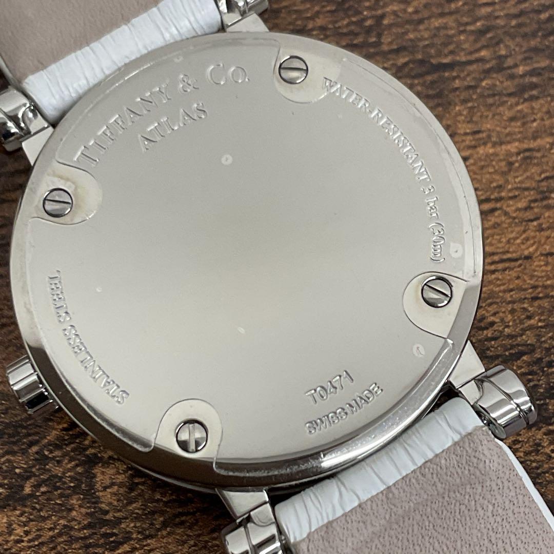 ヒ*ン様 【未使用】ティファニー アトラス 白文字盤 QZ/SS 白レザー ハー