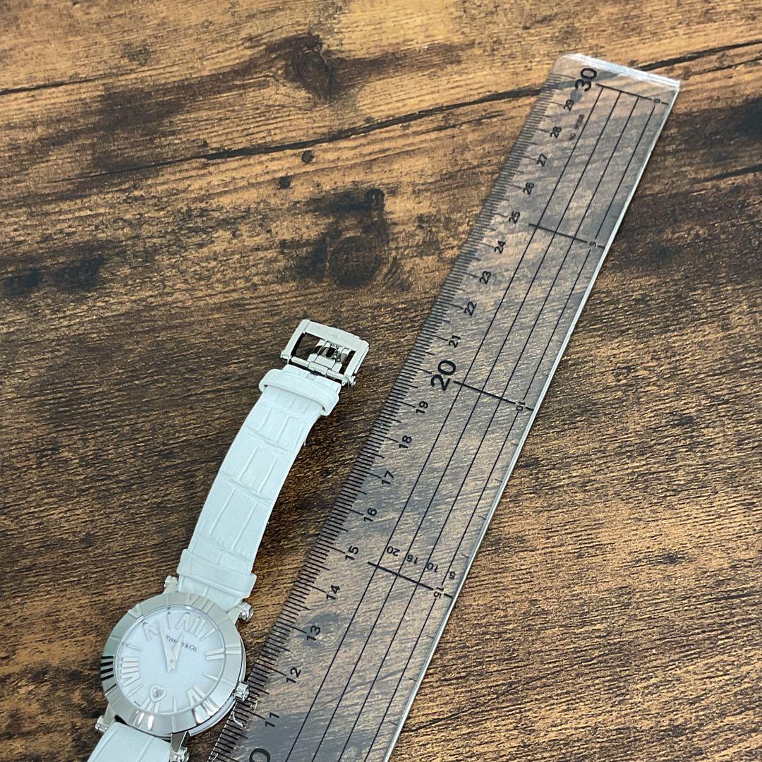 ヒ*ン様 【未使用】ティファニー アトラス 白文字盤 QZ/SS 白レザー ハー