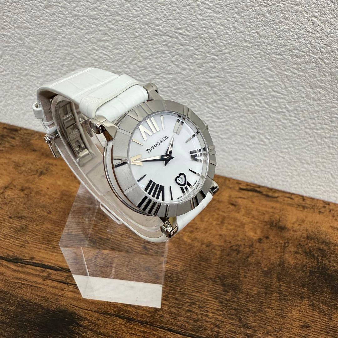 ヒ*ン様 【未使用】ティファニー アトラス 白文字盤 QZ/SS 白レザー ハー