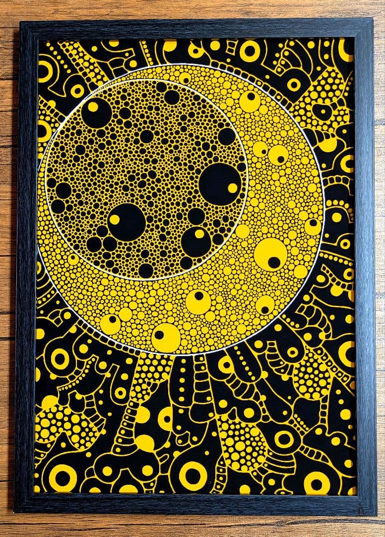 A3額付き　アート　オリジナルアート　絵画　原画　アクリル画　抽象画　インテリア