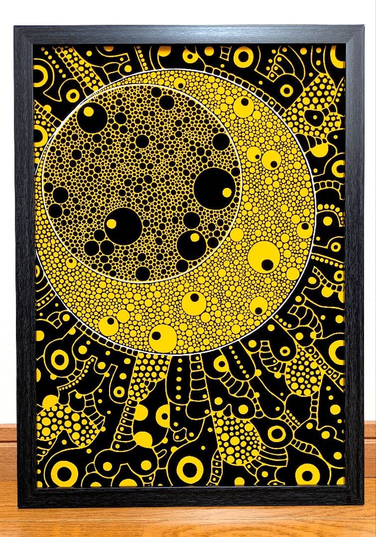 A3額付き　アート　オリジナルアート　絵画　原画　アクリル画　抽象画　インテリア