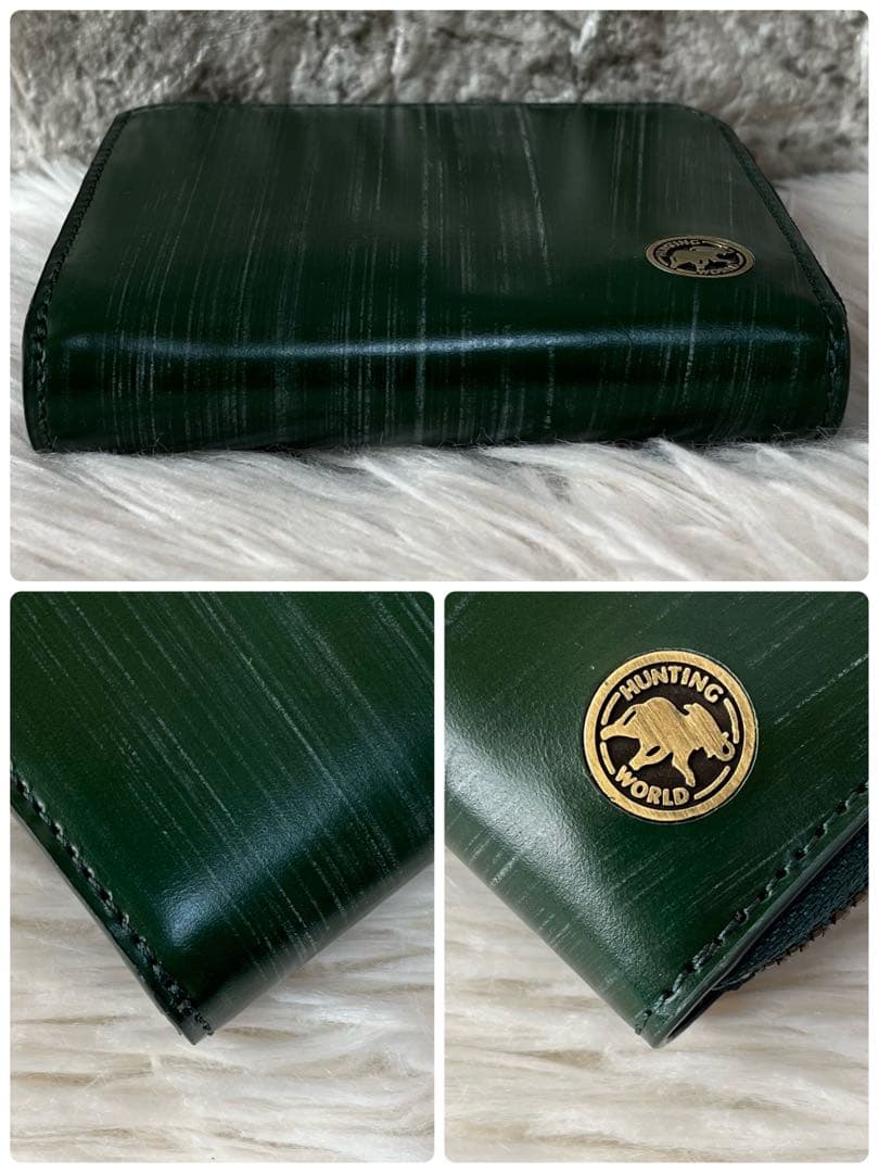 【新品未使用】ハンティングワールド　ブライドルレザー　L字ファスナー 折り財布