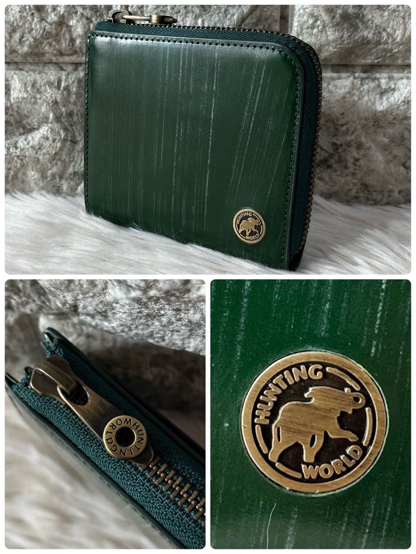 【新品未使用】ハンティングワールド　ブライドルレザー　L字ファスナー 折り財布