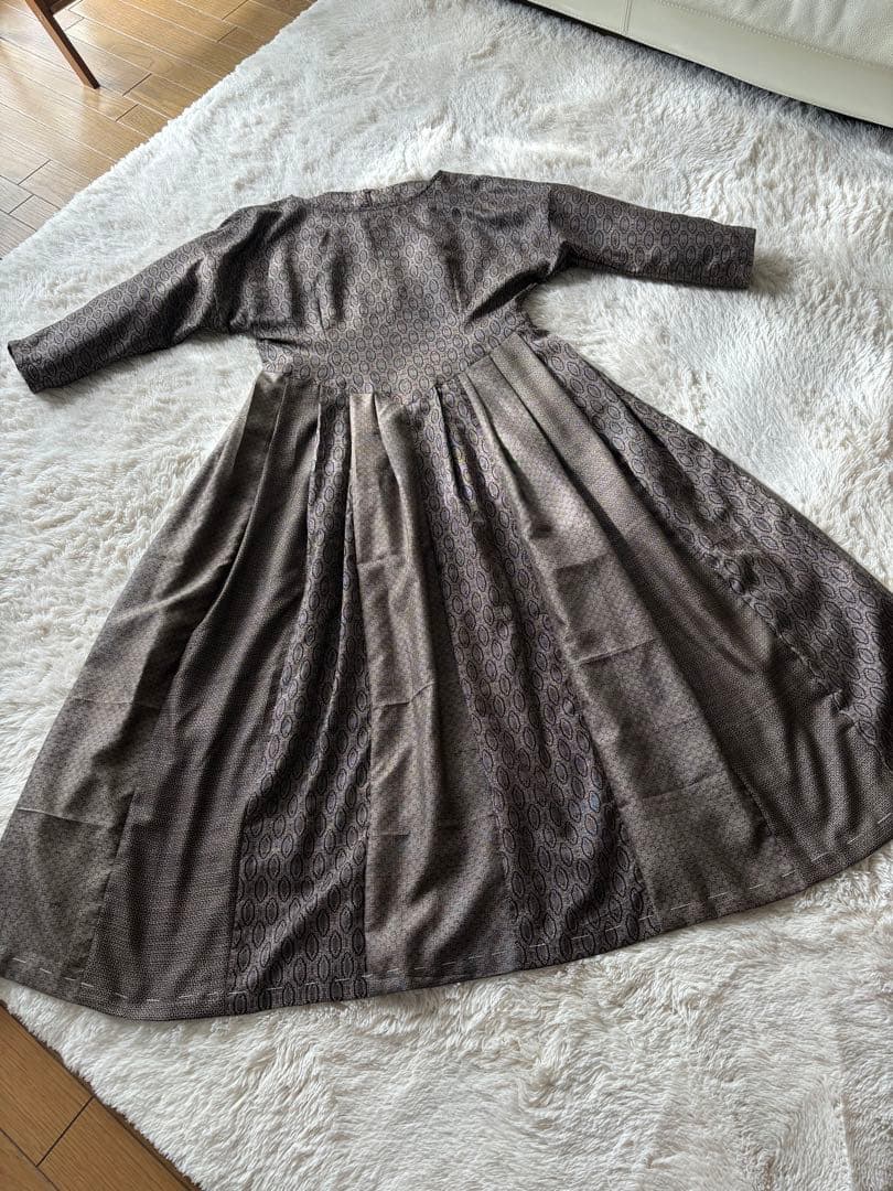 本場村山大島紬いろいろ繋ぎ大人可愛いロングワンピースに