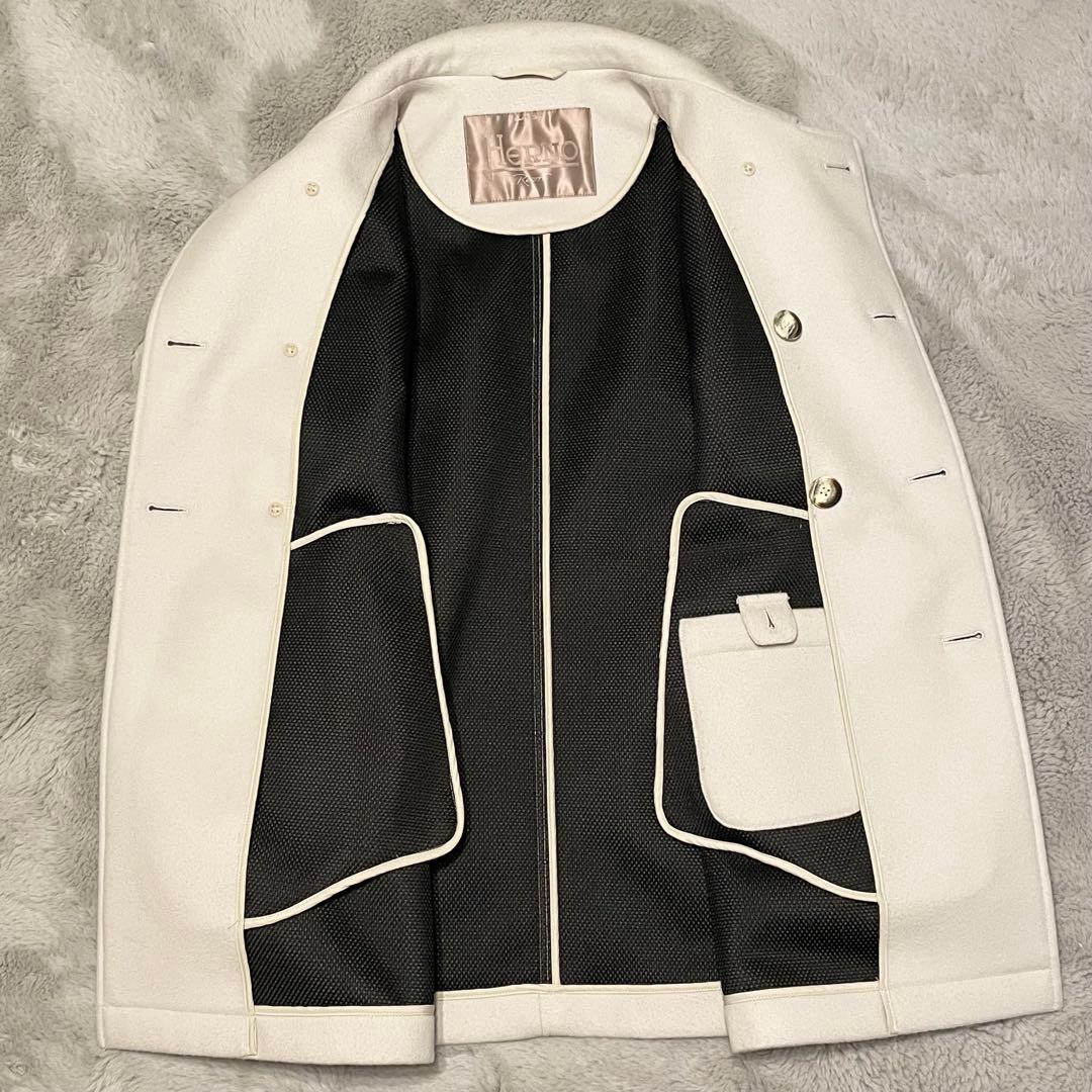 【美品】HERNO 定価25万　ウールカシミア　ピーコート　46