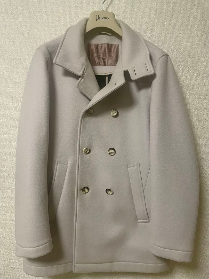 【美品】HERNO 定価25万　ウールカシミア　ピーコート　46