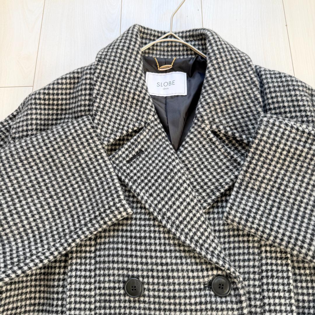 美品・完売品　スローブイエナ　メルトンビッグPコート　千鳥柄　希少　36