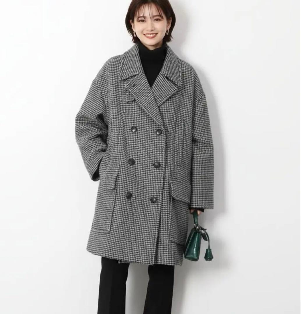 美品・完売品　スローブイエナ　メルトンビッグPコート　千鳥柄　希少　36