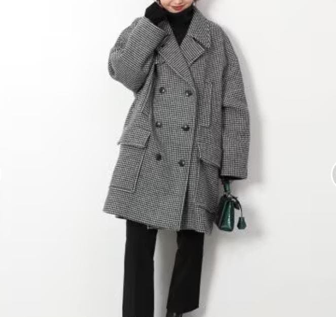美品・完売品　スローブイエナ　メルトンビッグPコート　千鳥柄　希少　36