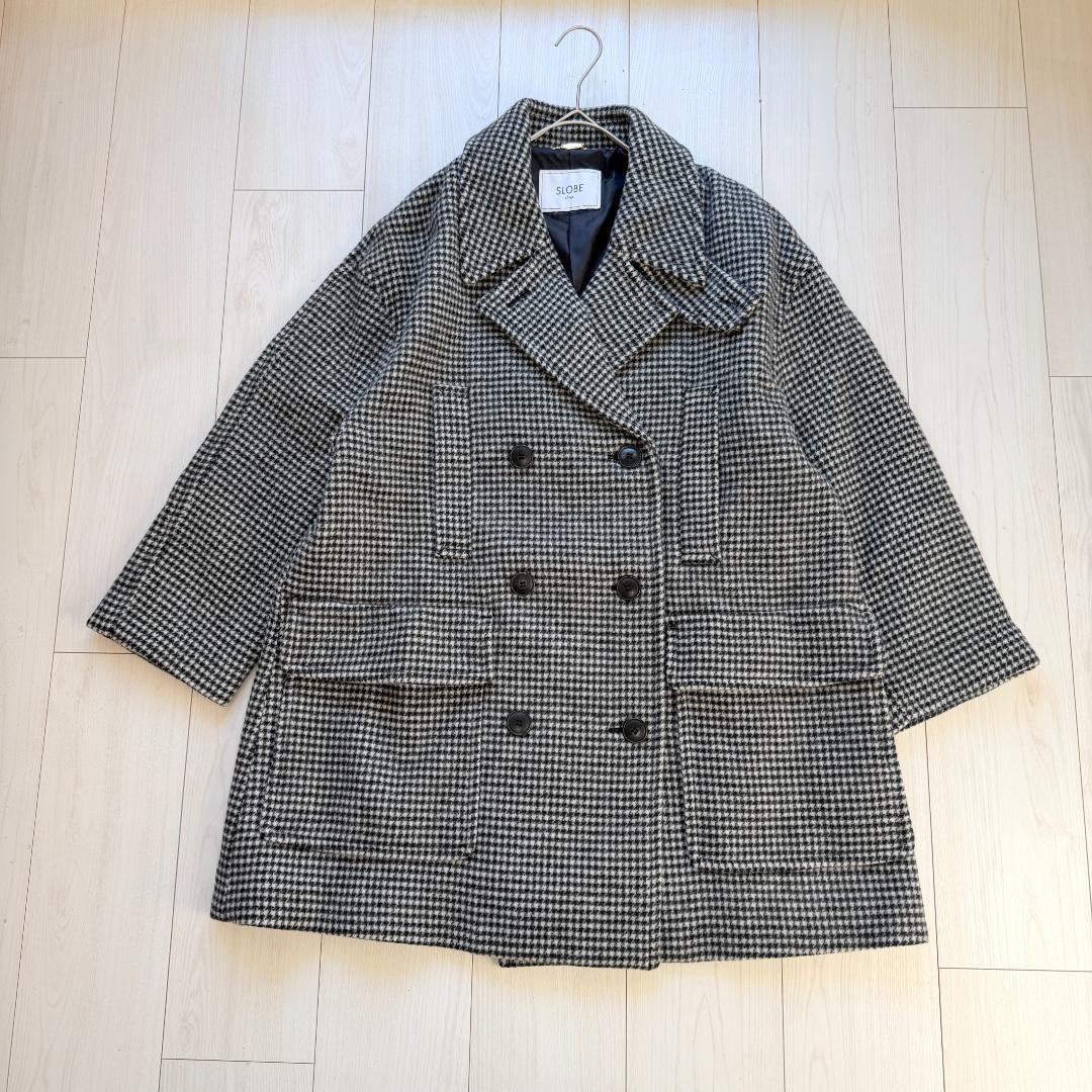 美品・完売品　スローブイエナ　メルトンビッグPコート　千鳥柄　希少　36
