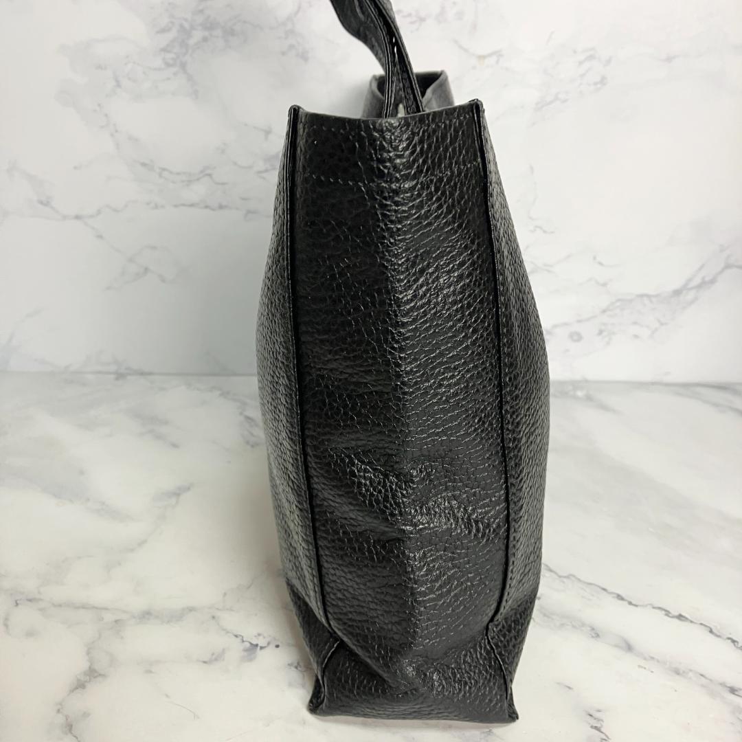 B895【極美品】JETSETTER/JAPAN★シボ革 レザートートバッグ 黒