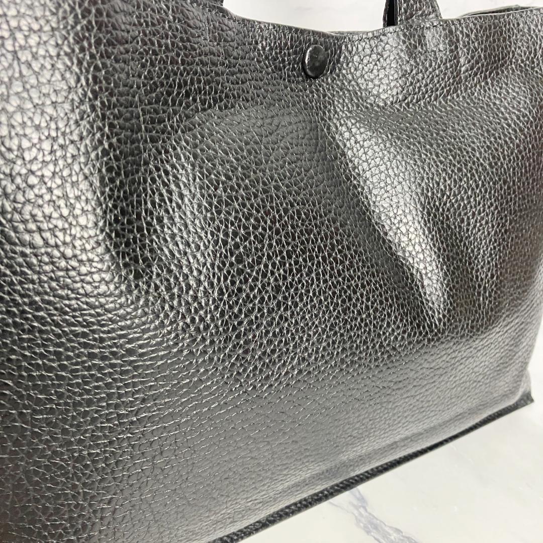 B895【極美品】JETSETTER/JAPAN★シボ革 レザートートバッグ 黒