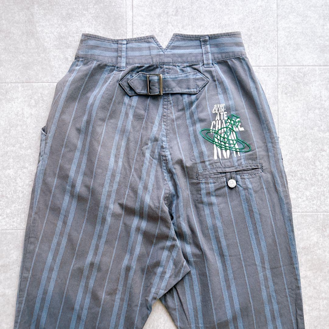 ヴィヴィアンウエストウッドレッドレーベル オーブ刺繍 ストライプ サルエルパンツ