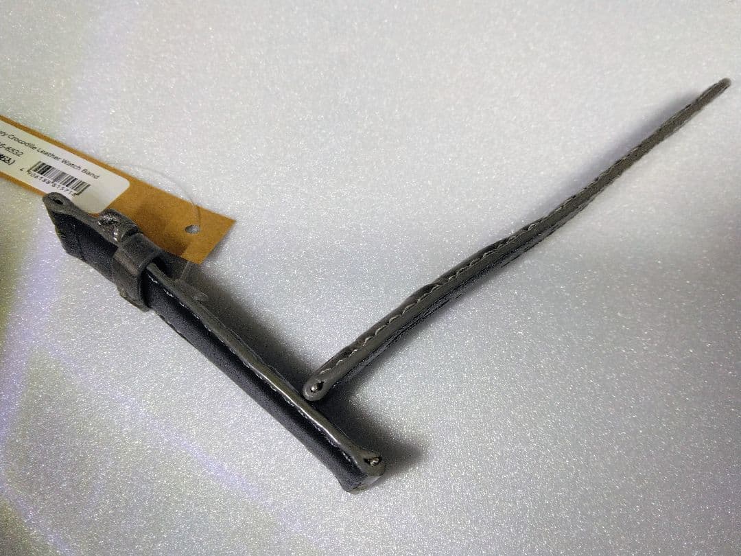 【美品】 高級 本革 18-16mm クロコダイル 腕時計ベルト ダークアッシュ